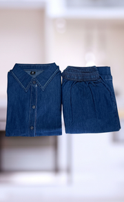 Light Blue Flora Denim Co-ord Set. Denim Cotton | Laces and Frills - Laces and Frills