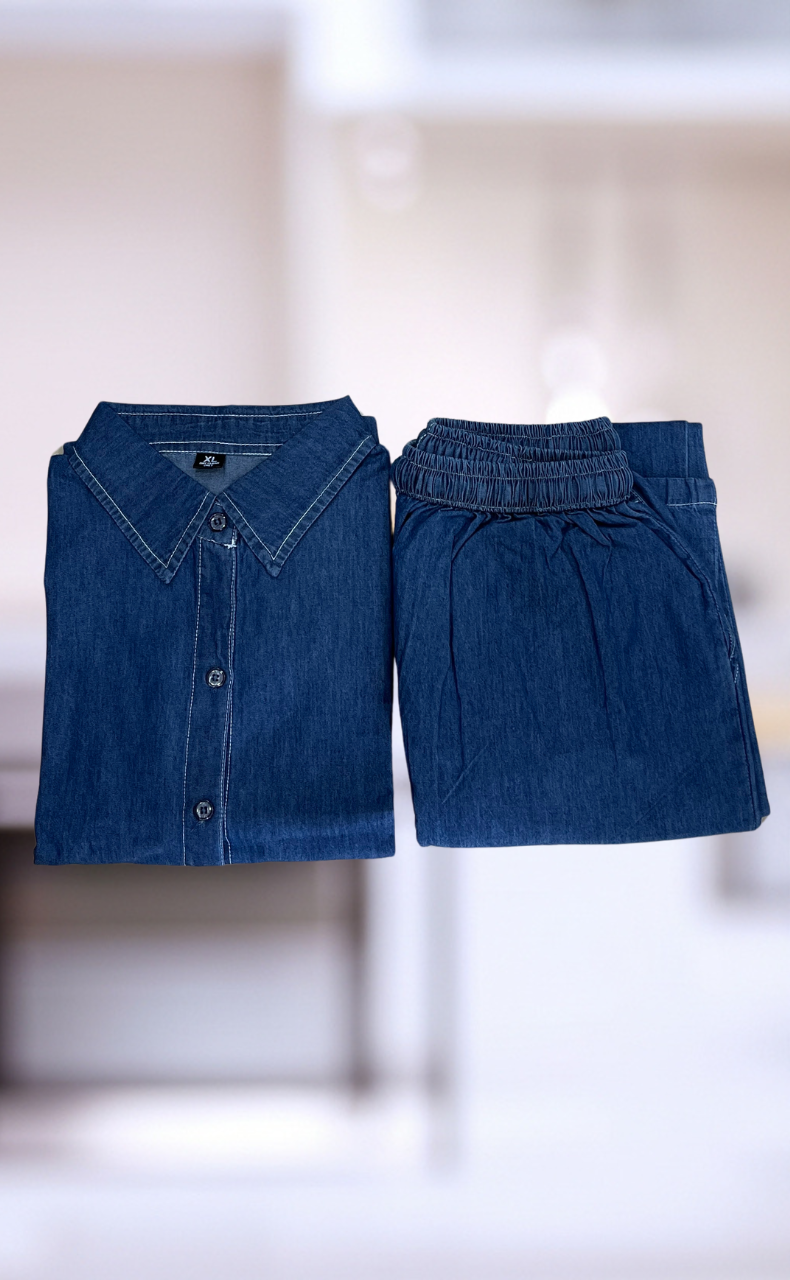 Light Blue Flora Denim Co-ord Set. Denim Cotton | Laces and Frills - Laces and Frills