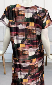 Dark Maroon Abstract Satin Nighty. Smooth Satin | Laces and Frills - Laces and Frills