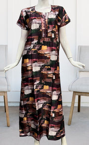 Dark Maroon Abstract Satin Nighty. Smooth Satin | Laces and Frills - Laces and Frills