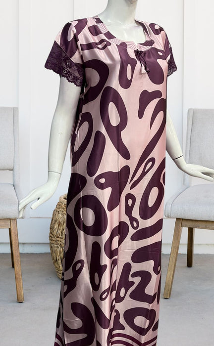 Light Pink/Wine Colour Abstract Satin Smooth Satin Laces