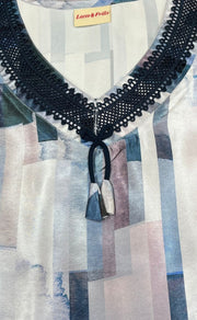 Light Blue/Blue Abstract Satin Nighty. Smooth Satin | Laces and Frills - Laces and Frills