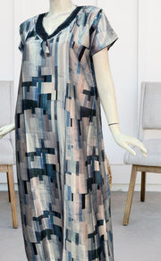 Light Blue/Blue Abstract Satin Nighty. Smooth Satin | Laces and Frills - Laces and Frills