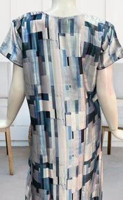 Light Blue/Blue Abstract Satin Nighty. Smooth Satin | Laces and Frills - Laces and Frills