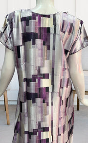 White/Lavender Abstract Satin Nighty. Smooth Satin | Laces and Frills - Laces and Frills