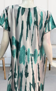 Grey/Sea Green Abstract Satin Nighty. Smooth Satin | Laces and Frills - Laces and Frills