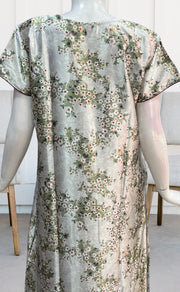 White/Green Garden Satin Nighty. Smooth Satin | Laces and Frills - Laces and Frills