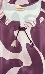 Light Pink/Wine Purple Abstract Satin Kaftan .Soft Silky Satin | Laces and Frills - Laces and Frills