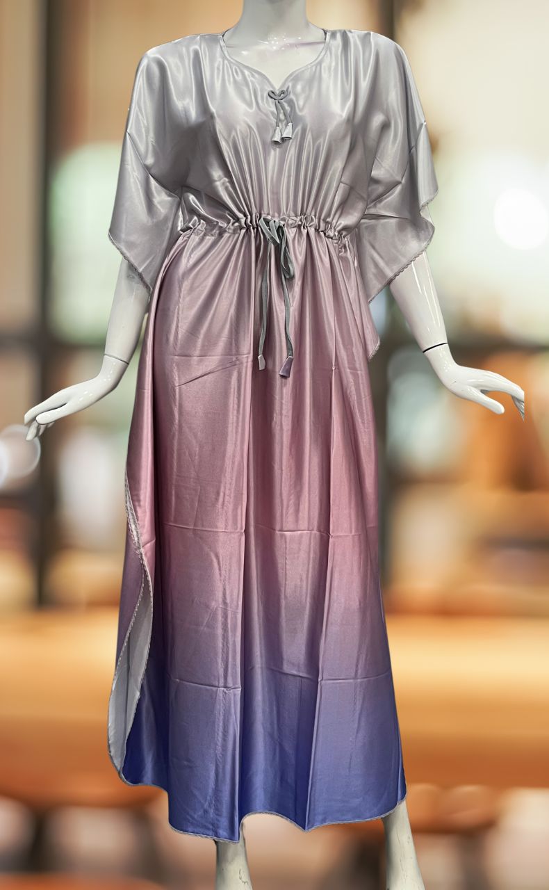 Light Pink/Lavender Satin Kaftan .Soft Silky Satin | Laces and Frills - Laces and Frills