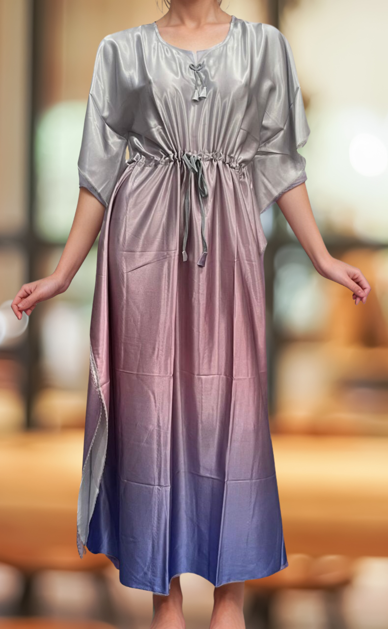 Light Pink/Lavender Satin Kaftan .Soft Silky Satin | Laces and Frills - Laces and Frills