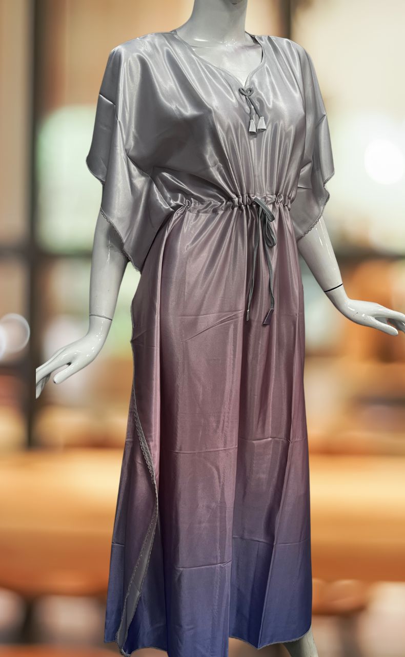 Light Pink/Lavender Satin Kaftan .Soft Silky Satin | Laces and Frills - Laces and Frills