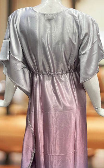 Light Pink/Lavender Satin Kaftan .Soft Silky Satin | Laces and Frills - Laces and Frills