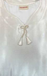 Cream/Sea Green Satin Kaftan .Soft Silky Satin | Laces and Frills - Laces and Frills