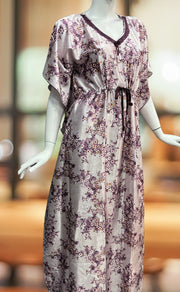 Light Pink/Beetroot Pink Garden Satin Kaftan .Soft Silky Satin | Laces and Frills - Laces and Frills