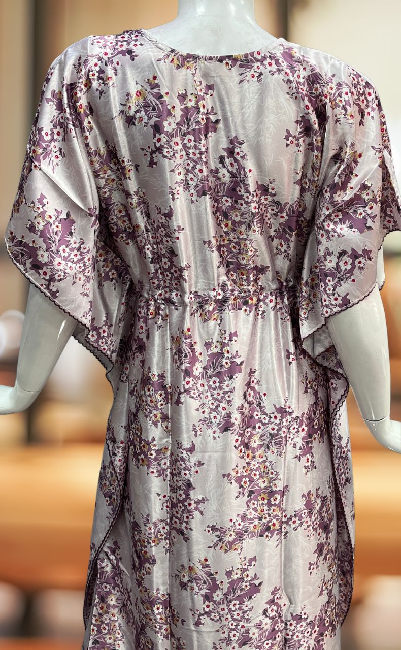 Light Pink/Beetroot Pink Garden Satin Kaftan .Soft Silky Satin | Laces and Frills - Laces and Frills