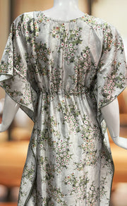 White/Green Garden Satin Kaftan .Soft Silky Satin | Laces and Frills - Laces and Frills