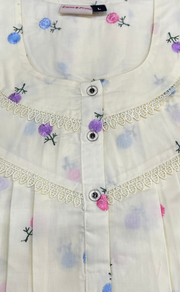 Yellow Chikankari Boutique Cotton Nighty. Boutique Cotton | Laces and Frills - Laces and Frills