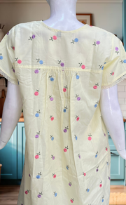 Yellow Chikankari Boutique Cotton Nighty. Boutique Cotton | Laces and Frills - Laces and Frills