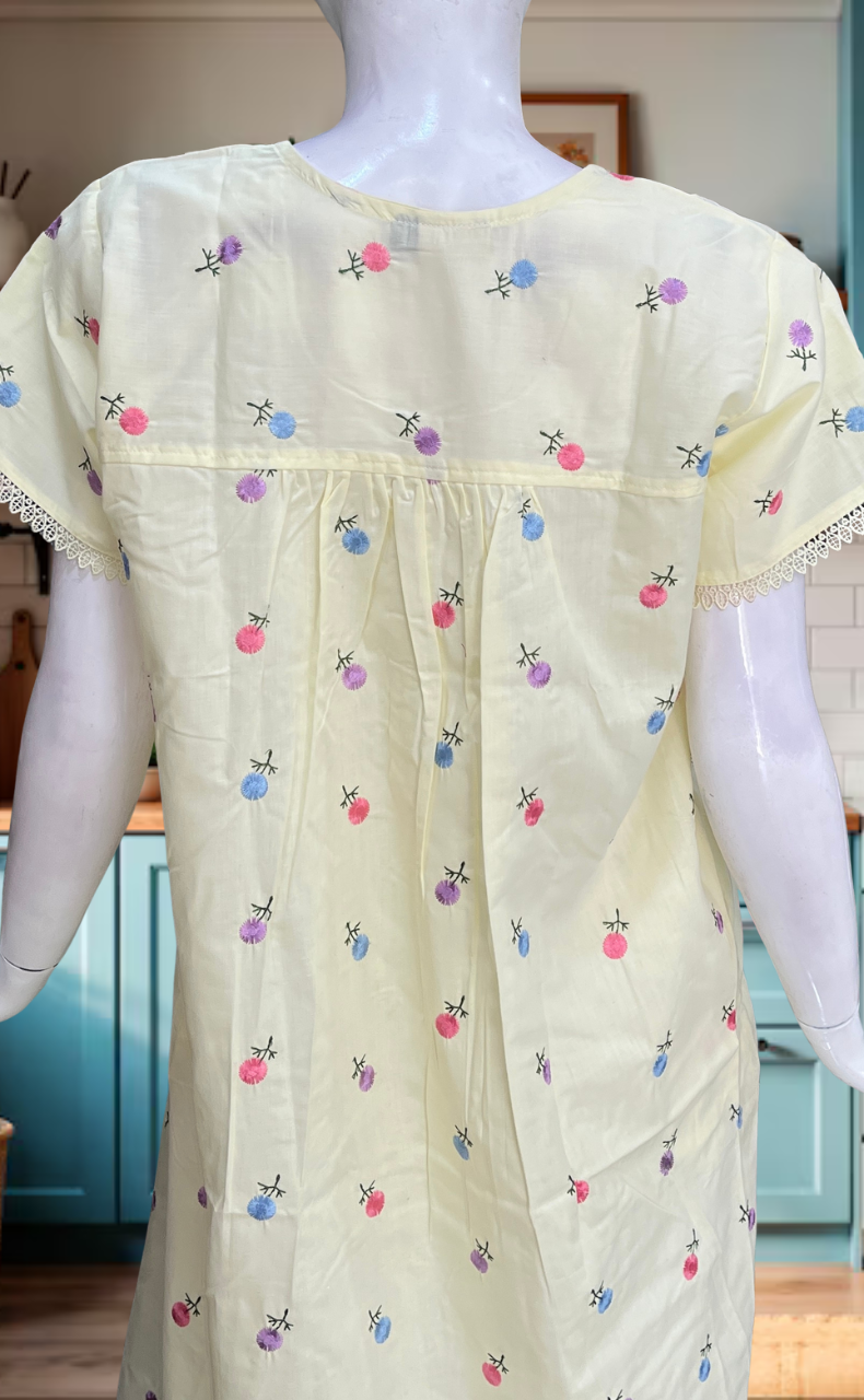 Yellow Chikankari Boutique Cotton Nighty. Boutique Cotton | Laces and Frills - Laces and Frills