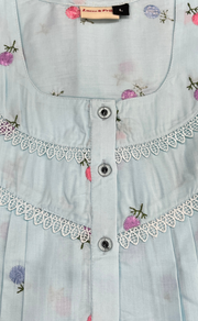 Light Blue Chikankari Boutique Cotton Nighty. Boutique Cotton | Laces and Frills - Laces and Frills