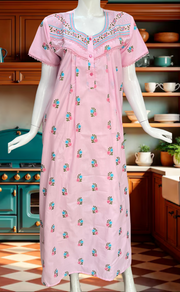 Pink Chikankari Boutique Cotton Nighty. Boutique Cotton | Laces and Frills - Laces and Frills