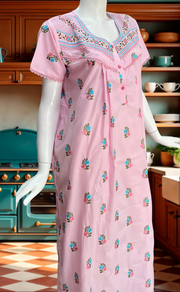 Pink Chikankari Boutique Cotton Nighty. Boutique Cotton | Laces and Frills - Laces and Frills
