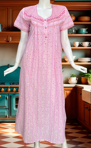 Pink Chikankari Boutique Cotton Nighty. Boutique Cotton | Laces and Frills - Laces and Frills