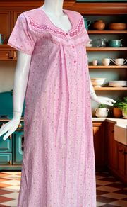 Pink Chikankari Boutique Cotton Nighty. Boutique Cotton | Laces and Frills - Laces and Frills