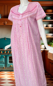 Pink Chikankari Boutique Cotton Nighty. Boutique Cotton | Laces and Frills - Laces and Frills