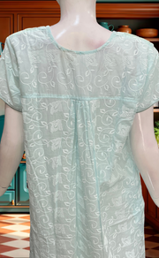 Light Sea Green Chikankari Boutique Cotton Nighty. Boutique Cotton | Laces and Frills - Laces and Frills