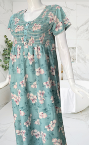 Bermuda Colour Smocking Soft Cotton Nighty. Soft Breathable Fabric | Laces and Frills