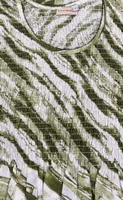 Olive Green Shibori Print Smocking Soft Cotton Nighty. Soft Breathable Fabric | Laces and Frills