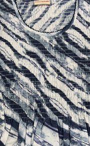 Navy Blue Shibori Print Smocking Soft Cotton Nighty. Soft Breathable Fabric | Laces and Frills