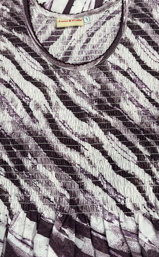 Violet Shibori Print Smocking Soft Cotton Nighty. Soft Breathable Fabric | Laces and Frills