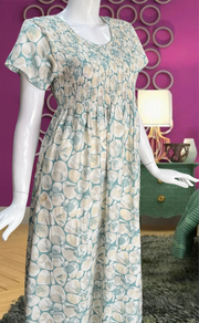 Cruise Colour Smocking Soft Cotton Nighty. Soft Breathable Fabric | Laces and Frills