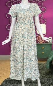 Cruise Colour Smocking Soft Cotton Nighty. Soft Breathable Fabric | Laces and Frills