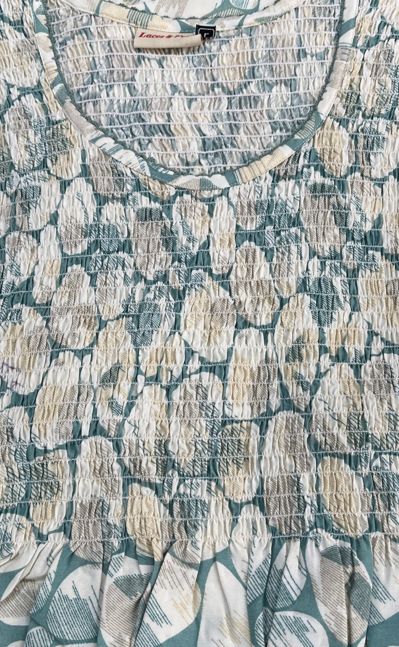 Cruise Colour Smocking Soft Cotton Nighty. Soft Breathable Fabric | Laces and Frills