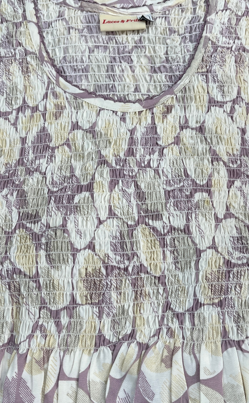 Lavender Smocking Soft Cotton Nighty. Soft Breathable Fabric | Laces and Frills