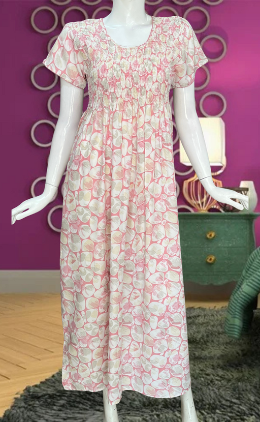 Baby Pink Smocking Soft Cotton Nighty. Soft Breathable Fabric | Laces and Frills