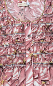 Ballerina Pink Floral Smocking Soft Cotton Nighty. Soft Breathable Fabric | Laces and Frills