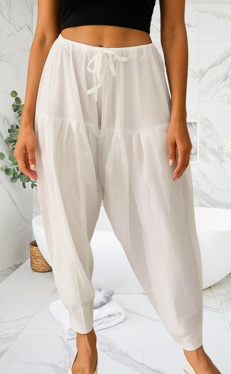 White Pure Cotton Free Size Salwar Bottom . Pure Durable Cotton | Laces and Frills - Laces and Frills