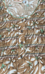 Light Brown Floral Smocking Soft Cotton Nighty. Soft Breathable Fabric | Laces and Frills