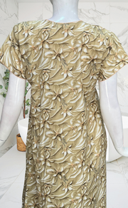 Ecru Colour Smocking Soft Cotton Nighty. Soft Breathable Fabric | Laces and Frills