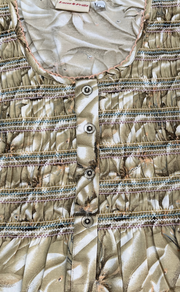 Ecru Colour Smocking Soft Cotton Nighty. Soft Breathable Fabric | Laces and Frills