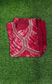 Red Garden Alia Cut Kurti With Pant And Dupatta Set. Versatile Muslin. | Laces and Frills - Laces and Frills