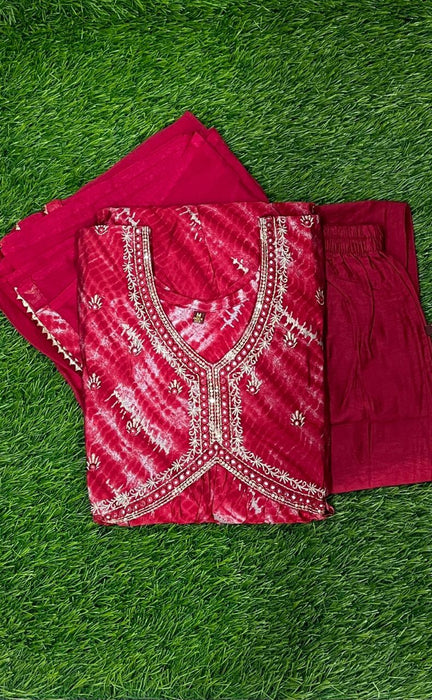 Red Garden Alia Cut Kurti With Pant And Dupatta Set. Versatile Muslin. | Laces and Frills - Laces and Frills