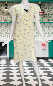 Off White Bunny Short Nighty | Knee Length Nighty | Laces and Frills - Laces and Frills