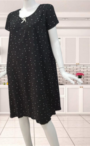 Black Triangles Short Nighty | Knee Length Nighty | Laces and Frills - Laces and Frills