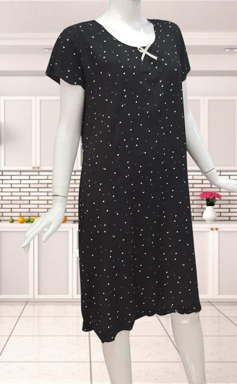 Black Triangles Short Nighty | Knee Length Nighty | Laces and Frills - Laces and Frills