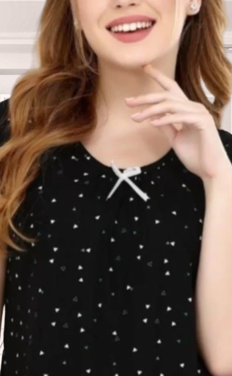 Black Triangles Short Nighty | Knee Length Nighty | Laces and Frills - Laces and Frills